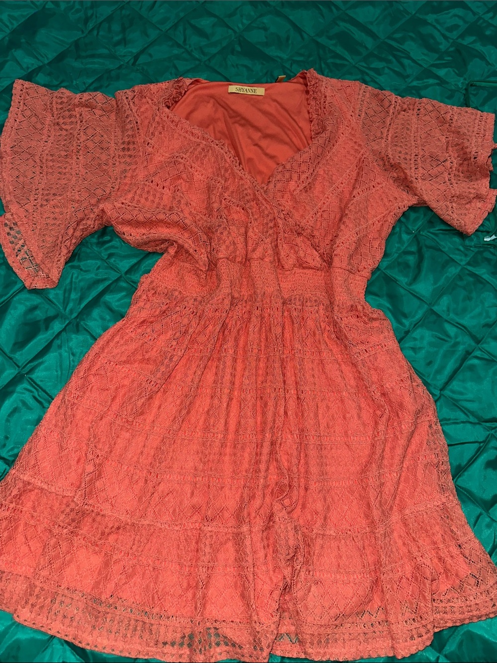 Shyanne Coral Lace V-Neck Dress